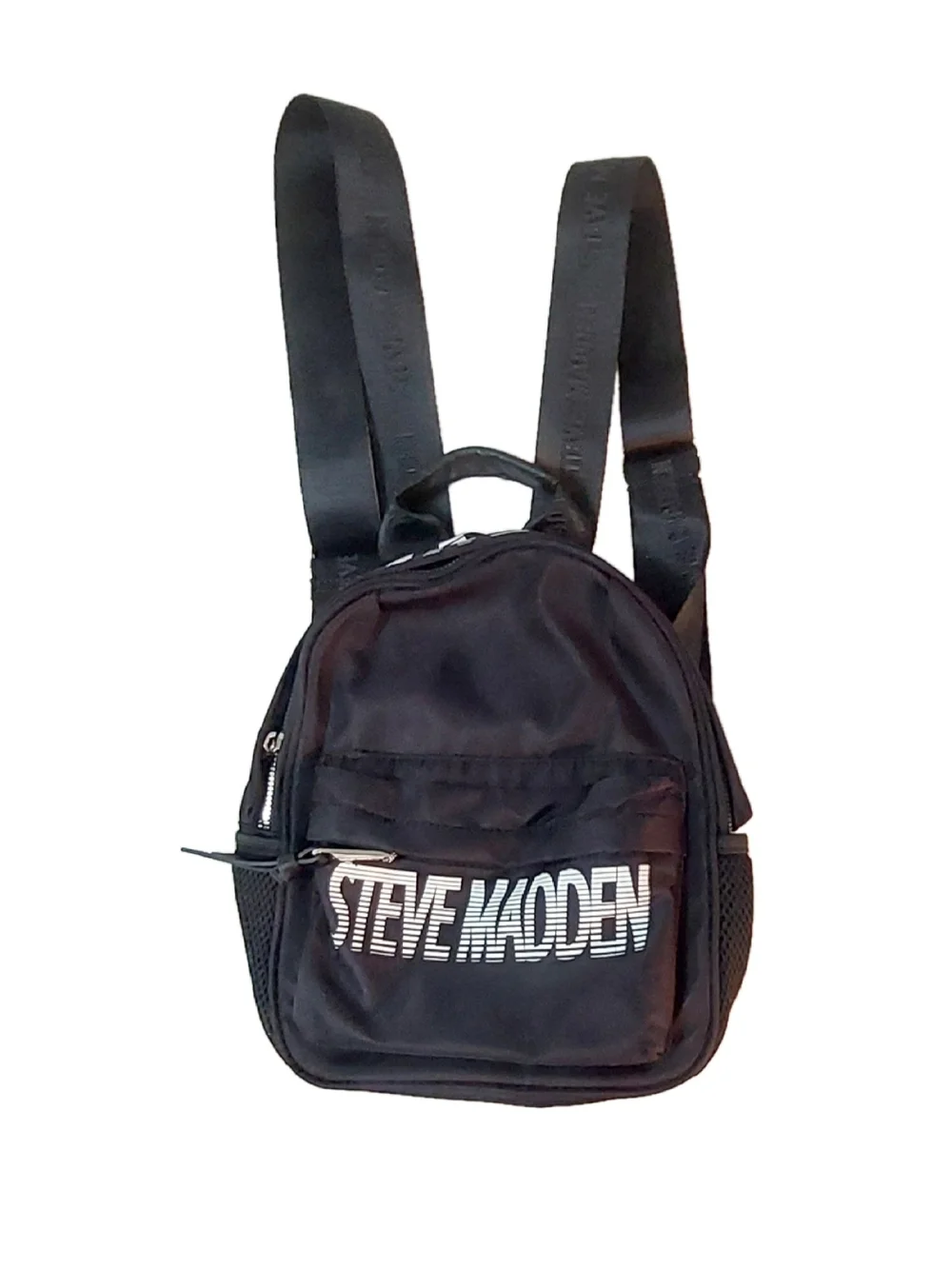 Steve Madden Black Mini Backpack With Multi Pockets Logo Backpack NWOT